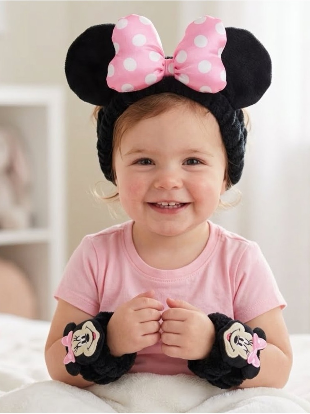 NEW Disney Minnie Plush Headband & Wristband Set